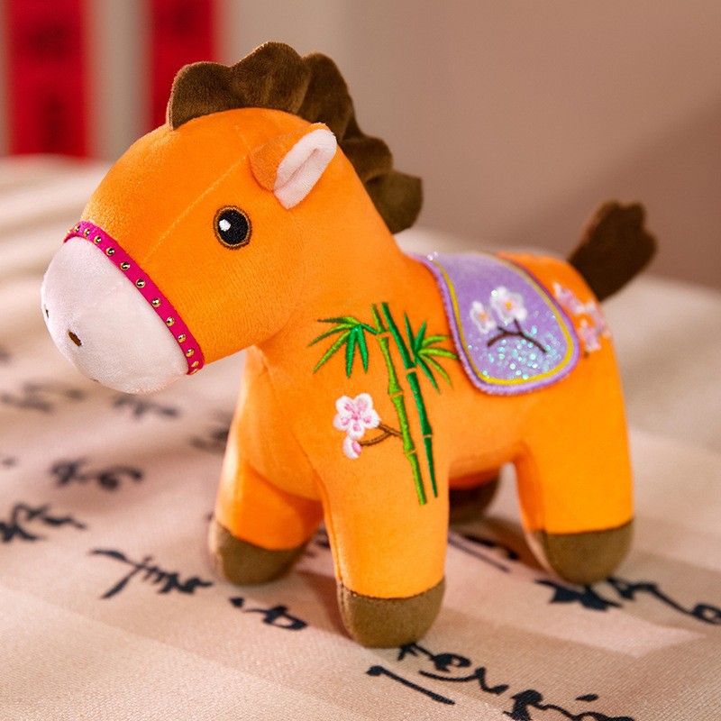 green plum bamboo horse pendant cute pony ornaments national style pony cartoon doll horse year auspicious figurine doll