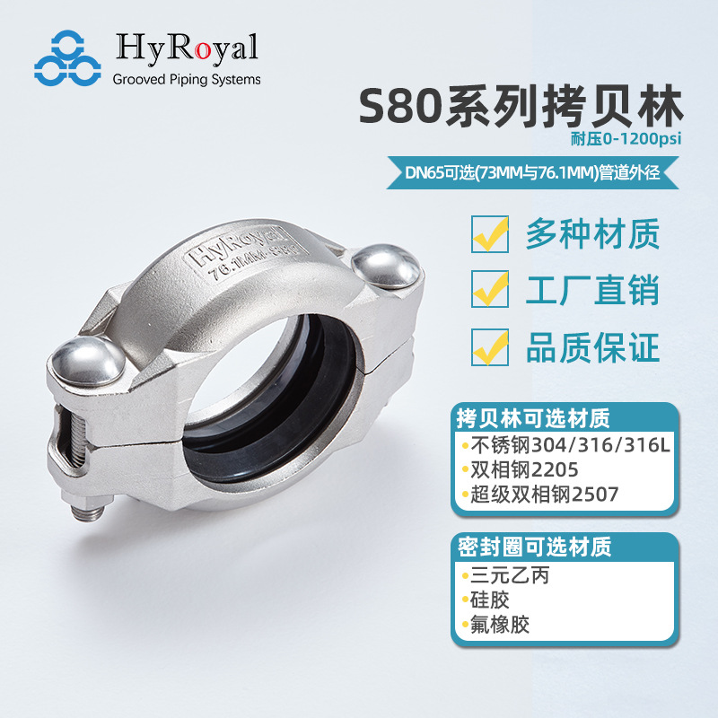 拷贝林沟槽卡箍 精密铸造高压卡箍 DN65品质款 产地货源