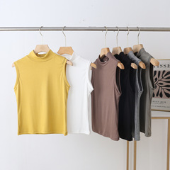 半高領背心女春夏袖內搭打底衫外穿時尚百搭修身顯瘦上衣