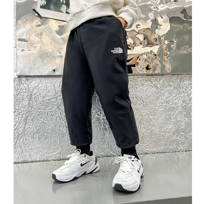 Factory North Face Children's down Pants Winter New Letter Embroidery Boys Girls Baby White Duck down Thickened Long Pants