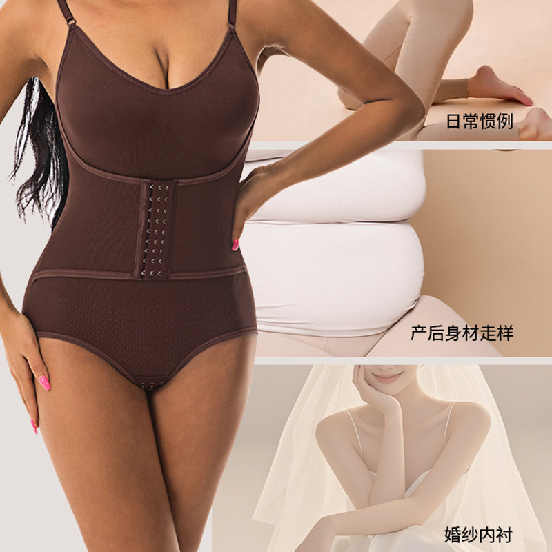 Cross-Border Foreign Trade Body-Shaping Jumpsuit, Waist-Shaping, Hip-Lifting, Tummy-Tightening, Buttoned, Open-Crotch, Seamless Underwear, Large Size Women's Briefs