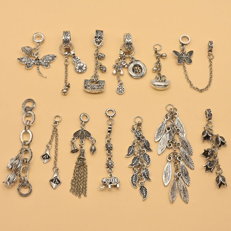 チベットシルバーリボンタッセルペンダントアクセサリー diy クリスタルブレスレットネックレスひょうたんランタンアクセサリー|undefined