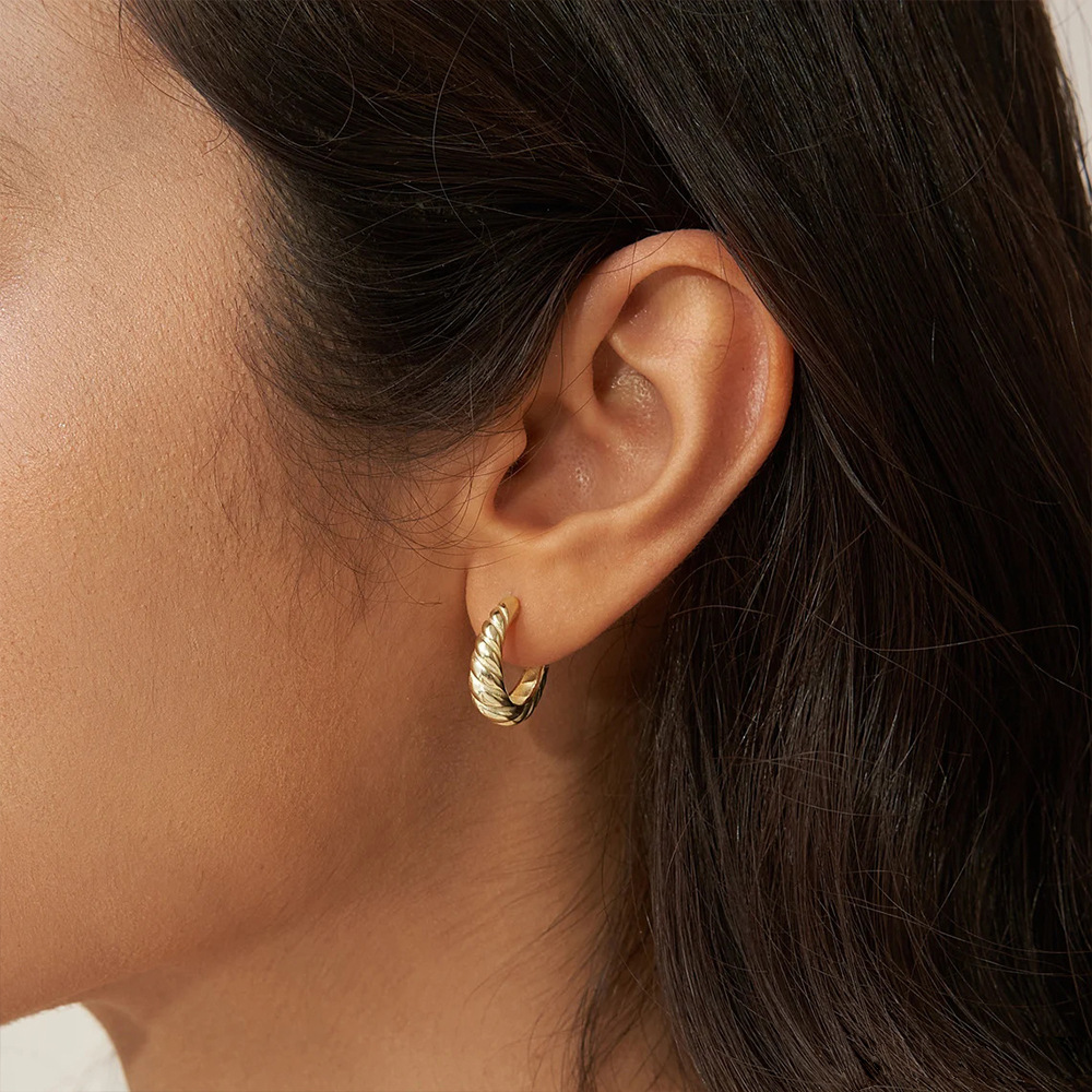 8g Weight 1 Pair Simple Style Twist Plating 304 Stainless Steel Stainless Steel Earrings