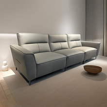 极简真皮沙发客厅家具头层黄牛皮现代网红创意设计师直排组合沙发