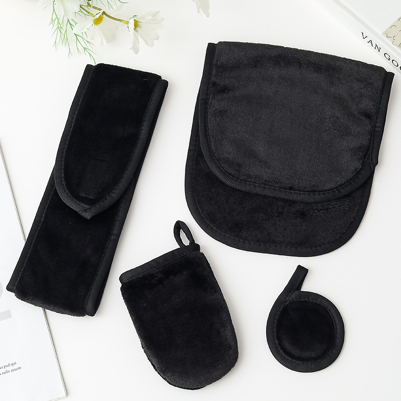 Velcro, banda de cabello, guantes de desmaquillaje, algodón redondo para la piel, banda de cabello, toalla de desmaquillaje, conjunto de toallas de desmaquillaje