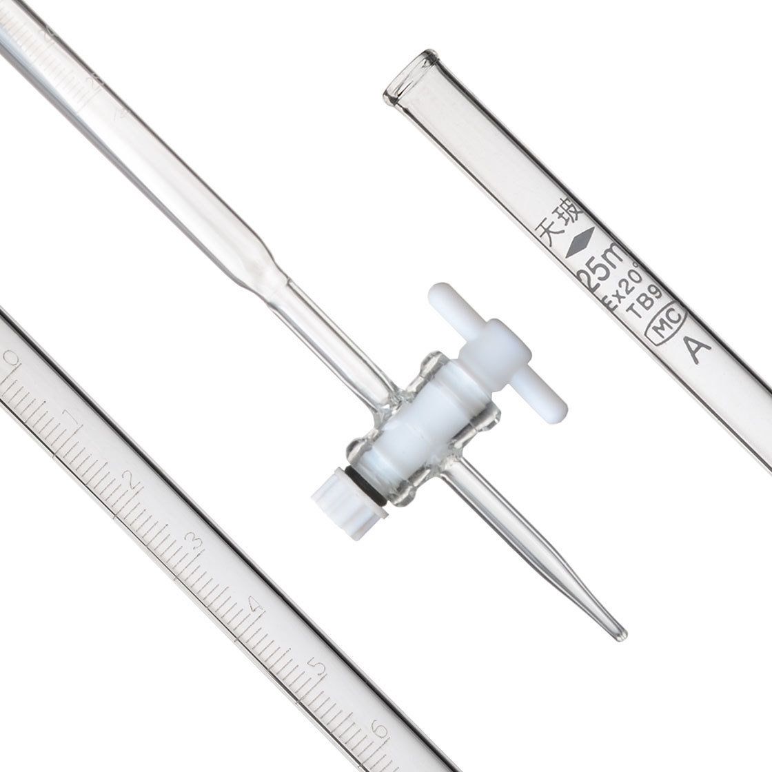 天玻四氟酸滴管A级 酸碱两用滴定管10ml25ml50ml白色棕色 包过检