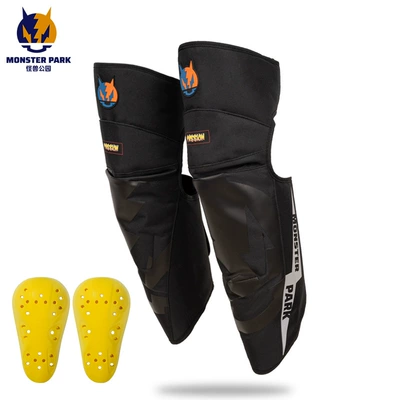 Monster Park Winter Knee Pads Motorcycle Men's Cycling Protective Gear Anti-Fall and Cold Windproof Leggings Warm and Windproof (Motorcycle Safety Supplies) - long-knee-pads-one-size-fits-all
