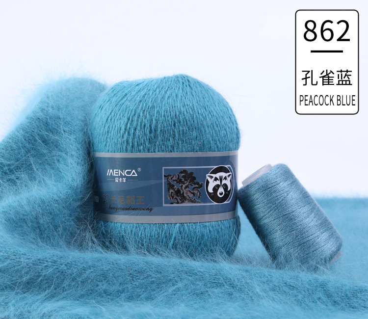 Hilo de lana de visón de lana larga Monopolio de la marca MENCA Hilo de lana de conejo de Angora Hilo de punto hecho a mano de 2 hilos