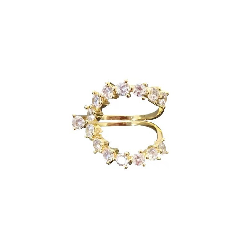 Crescent Moon Full Diamond Designer Ring Elegant Retro Jewellery_voghion.com