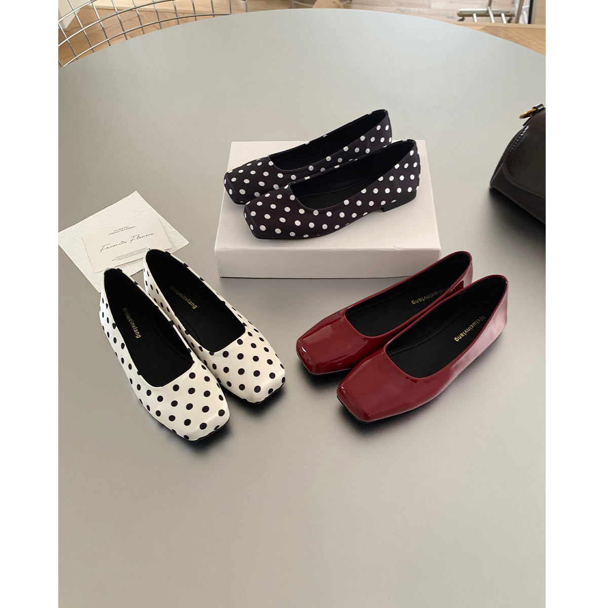 威威女郎 Universal Mary Jane shoes low-cut square toe, ballet shoes flat