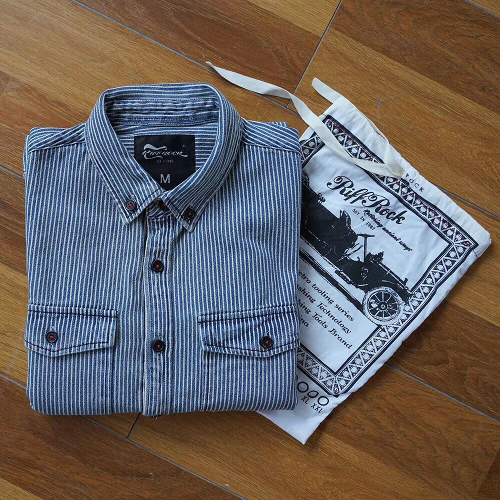 春秋冬新款做旧欧美条纹衬衣原单男士长袖衬衫外套订货无