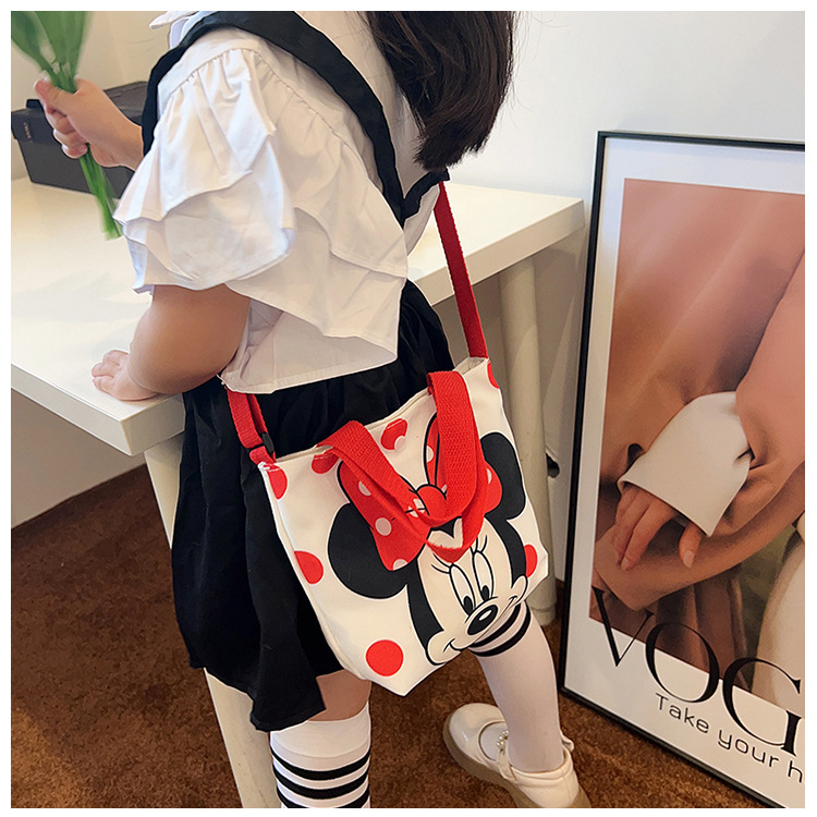 2023 Trendy and fashionable children's canvas cartoon printed crossbody bag, Korean version cute single-shoulder hand-held girls' coin purse undefined