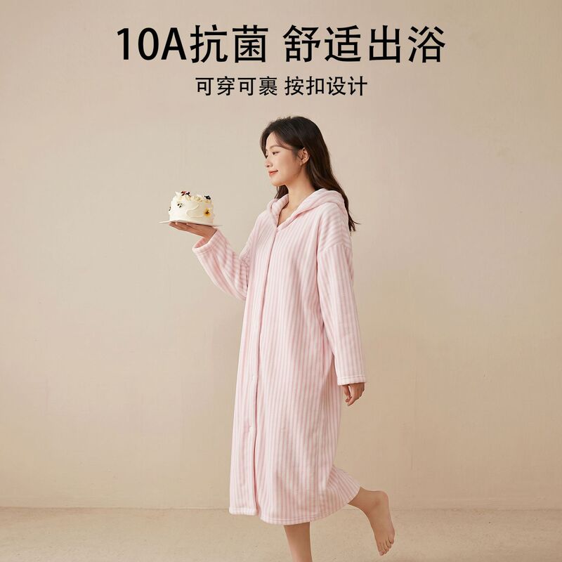 10A Antibacterial Bath Skirt for Adults, Full-Body Bath Wrap, Wearable Bath Towel, Colorful Striped Hooded Long-Sleeved Absorbent Quick-Dry Large Bathrobe