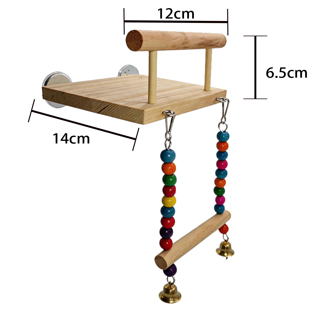 Escalera y Columpio para Loros de Madera Multicolor para Jaula de Pájaros image 18