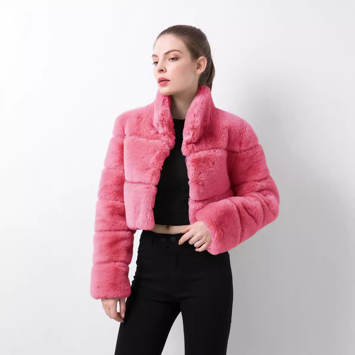 Women's Clothing Fur Women's Jacket Fur Horizontal Stitching Artificial Fur _voghion.com