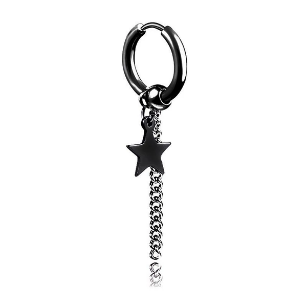 Five-pointed star black ear buttons single