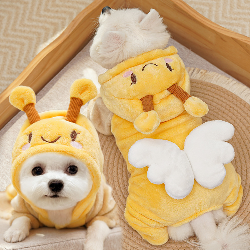Flanel de lana de cuatro patas para mascotas perros gatos otoño invierno ropa cálida abejas gatos de patas cortas