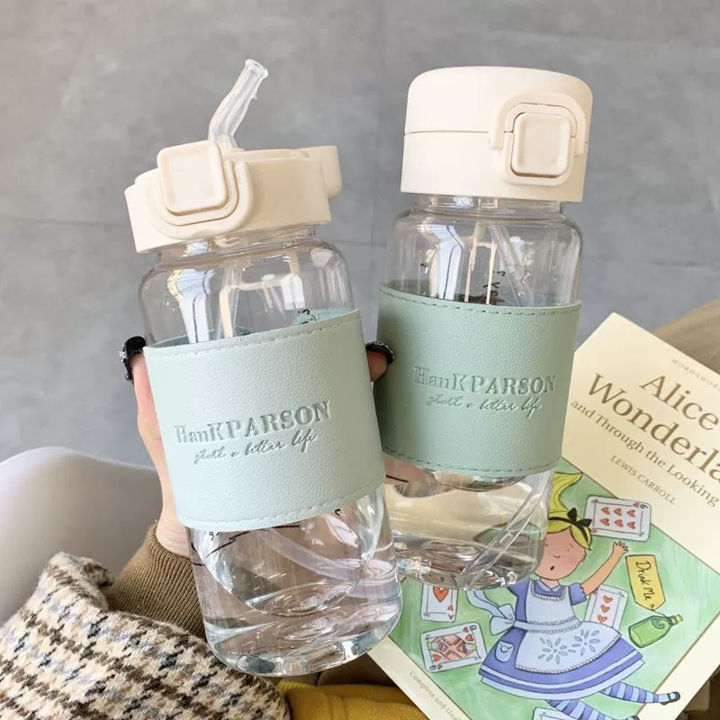 Пластиковый цвет с высоким значением сети красный отскок крышка для всасывания чашка с кожаной чехлом для защиты от ожогов чашка для студентов мужского и женского пола пара чашка