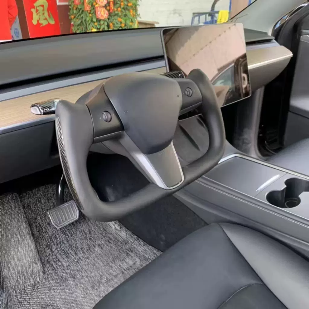 适用特斯拉改装YOKE方向盘Model3/Y升级内饰个性加热飞机转向盘