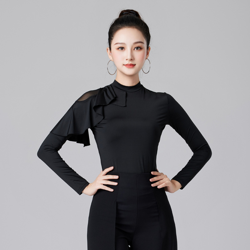 Latin dance top women's new long-sleeved dance adult practice clothes modern dance national standard dance clothes performance clothes social dance