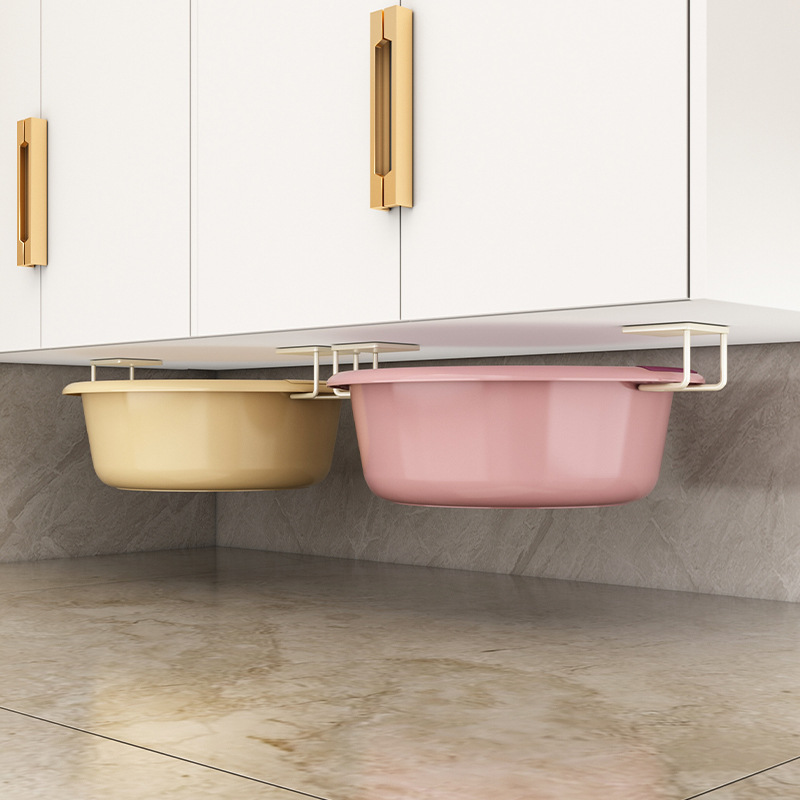 Baño de acero inoxidable bajo gabinete de almacenamiento de lavabo bajo gabinete de baño bajo gancho sin agujeros colgados en la pared lavabo artefacto mágico