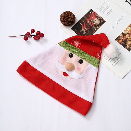 Christmas decorations, plush Christmas hat, snowflake Santa reindeer cartoon Christmas hat, cross-border Christmas hat batch