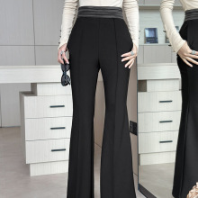 黑色微喇裤女秋季2025新款复古高腰显瘦垂感西装喇叭长裤35229