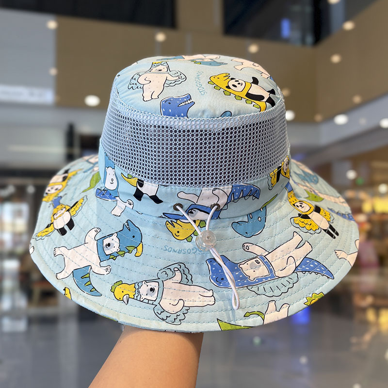 Sombrero de malla de verano para niños, sombrero grande, sombrilla, protector solar, sombrero para el sol transpirable al aire libre para bebés, sombreros de pescador para niños y niñas