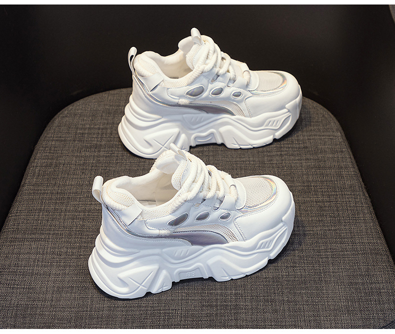 Giày sneaker nữ đế xuồng tăng chiều cao, dáng chunky đế dày thoáng khí, phối màu đa dạng — M2516-2 đen trong suốt lưới, M2516 kaki một lớp bên trong, M2516-1 trắng be lót nhung, M2516-1 màu đen lót nhung chi tiết 45