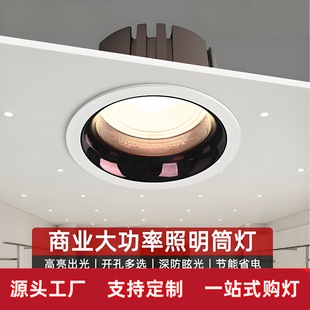 High-Power Led Downlight Embedded 30W Super Bright Clothing Store Commercial Catering High Color Rendering Anti-Glare Downlight 75