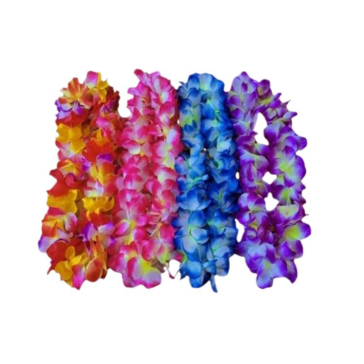 Guirnalda de cuello de 11 cm transfronteriza de tela de poliéster con pétalos simulados, guirnalda colorida grande de cuatro esquinas.