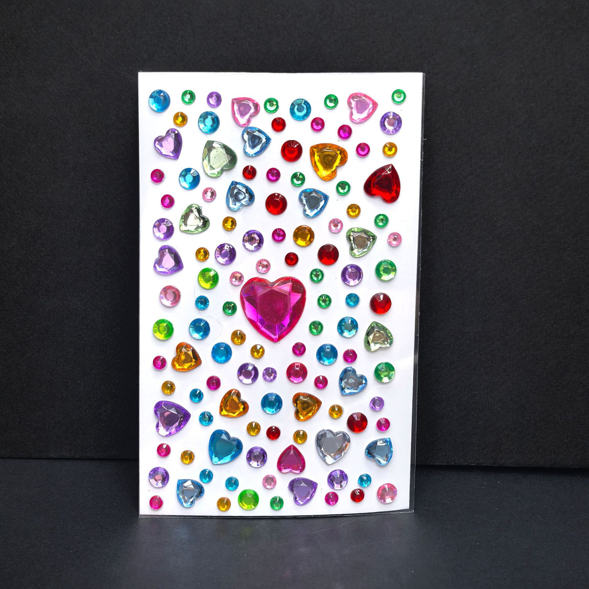 화이트 카드 컬러풀 하트 안개꽃 (7.5*12CM)