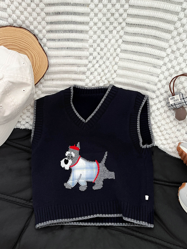 Baby coreano primavera y otoño super lindo lindo chaleco de punto de dibujos animados para hombres y mujeres, suéter para niños, chaleco de moda