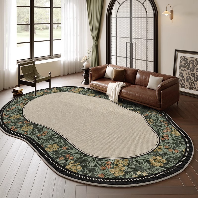 Rug Living Room Bedroom 2024 New Retro Bedside Round Low Maintenance French Sofa Irregular Shaped Cushion