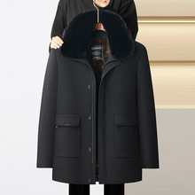 爸爸冬装棉衣外套中老年棉袄加绒可拆卸毛领保暖中长款大码棉服