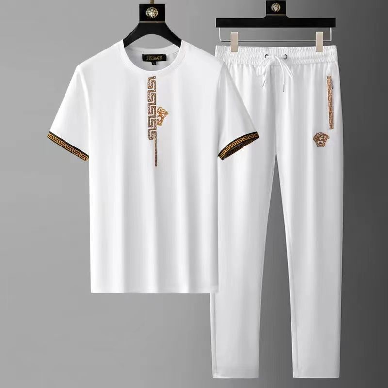 Casual Basic Suit Men's 2025 New Summer Thin Sports Suit Men's Fashion Short-Sleeved Trousers Trendy Embroider