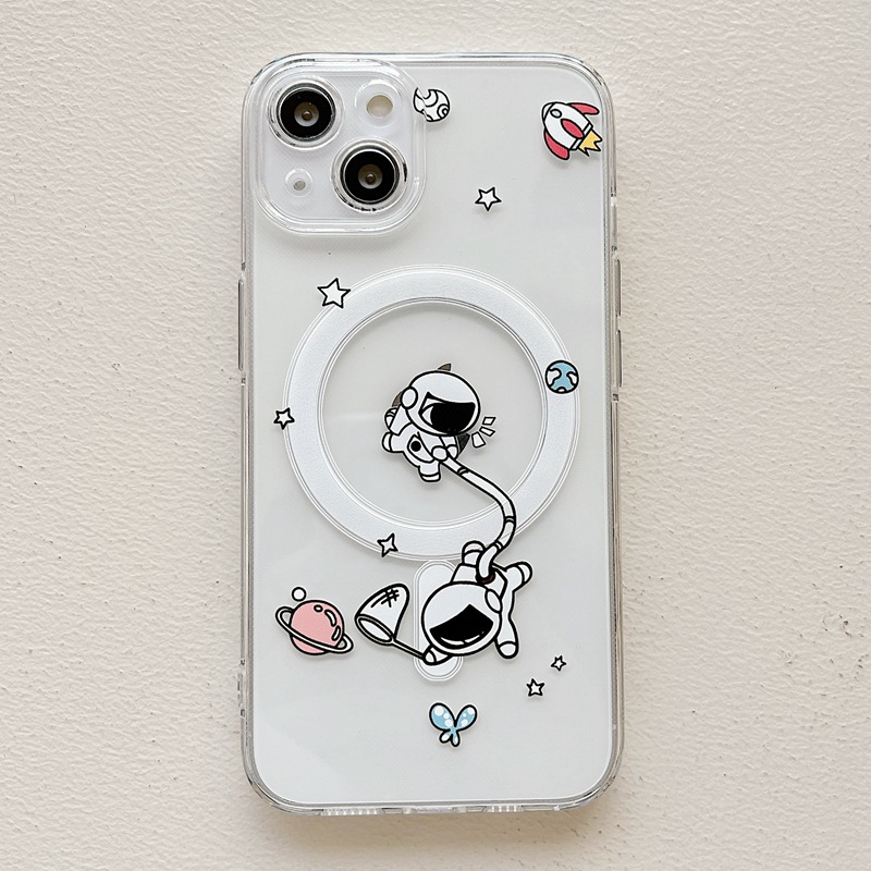 Suitable for iPhone 15 ProMax Magnetic Astronaut TPU Phone Apple 14/12 Cartoon Creative Full Case_voghion.com