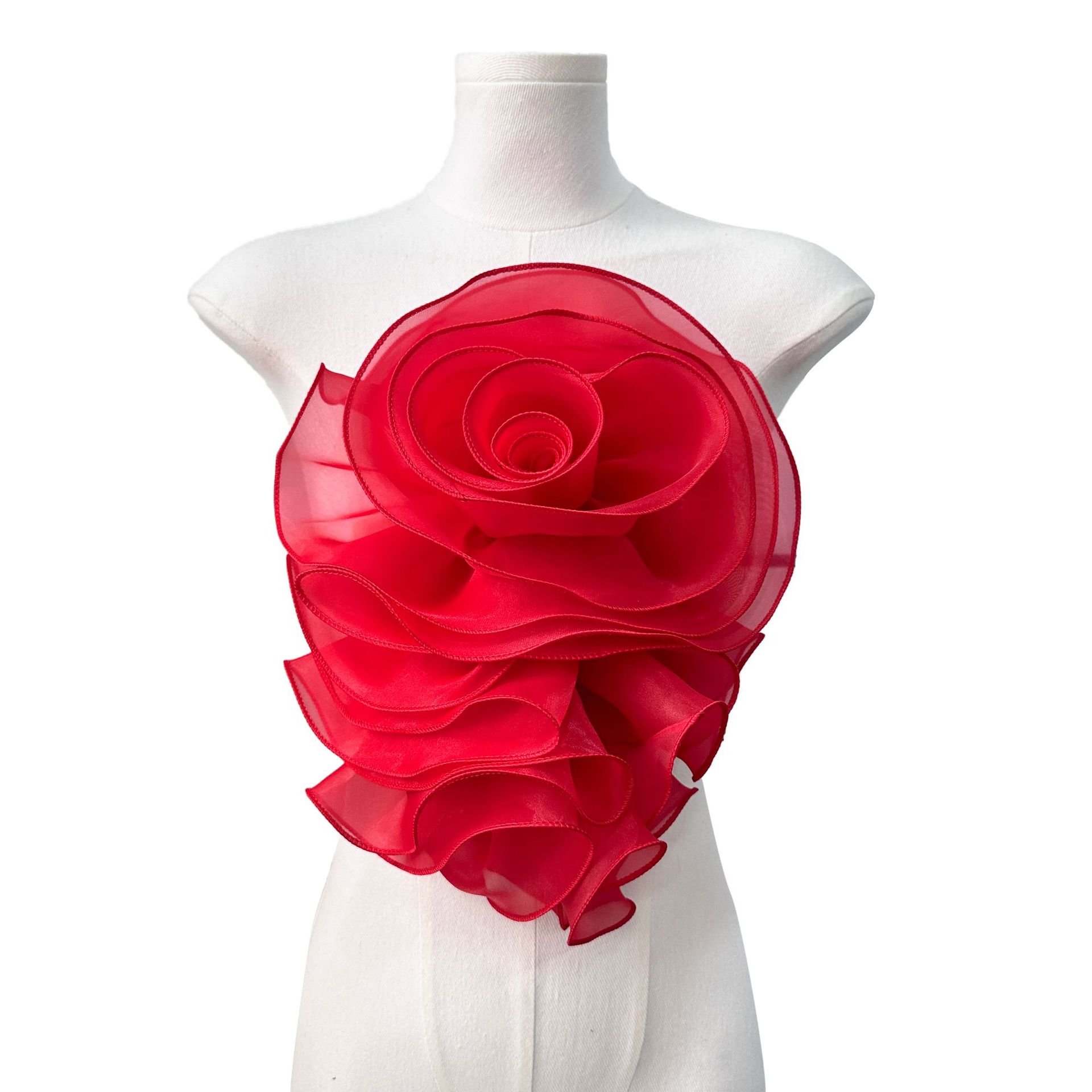 Venta al por mayor de gasa multicapa pliegues tridimensionales flores rosas hilo esponjoso encaje ropa zapatos sombreros bolsos decoración creativa excelente image 10