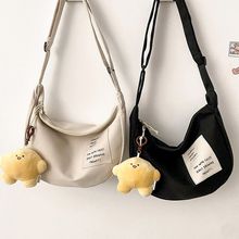 日系ins韩文艺帆布小包包女原宿港风ulzzang斜挎包学生饺子包潮