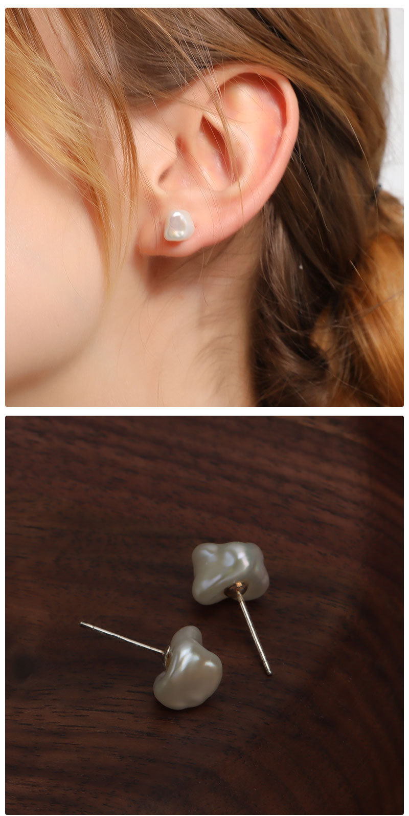 Simple Style Geometric Natural Fresh Water Plating Ear Studs 1 Pair
