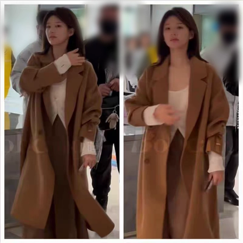 Звезда носит верблюжье двухбортное шерстяное шерстяное пальто