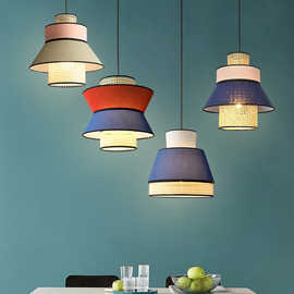 日式藤编吊灯餐厅民宿玄关卧室床头灯饭店吧台茶室饭厅餐桌小吊灯