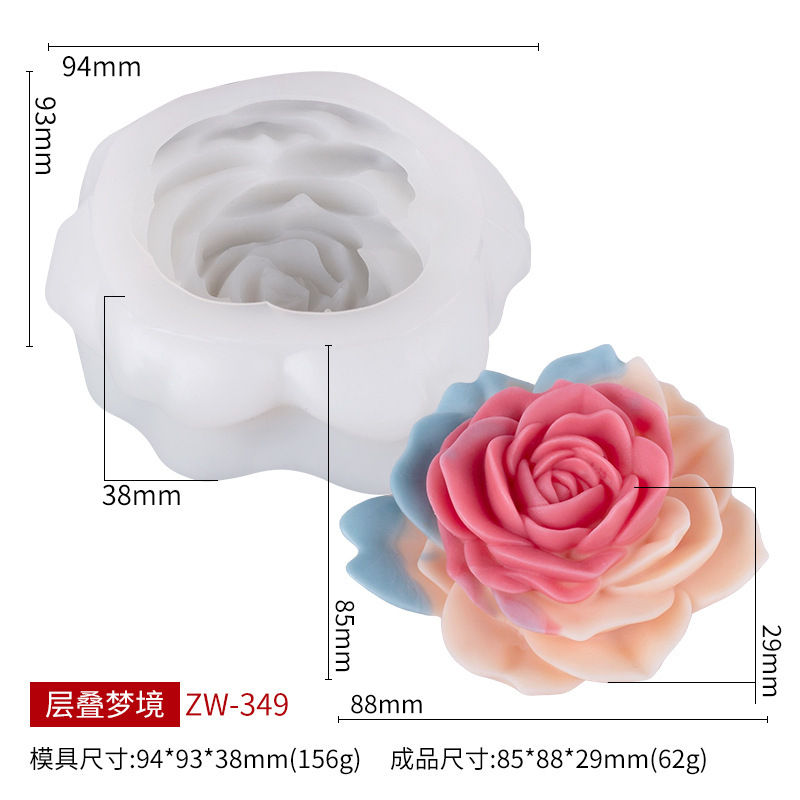 文信 玫瑰花蜡烛硅胶模具DIY花卉香薰手工石膏拓香石模具源头工厂|undefined