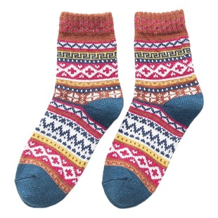 Cross-border Amazon explosions Luo Kou wavy new cross flower lengthened women's socks rabbit wool socks