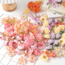 45朵套装仿真花头混搭diy材料手作簪花花环发簪裙撑假花装饰跨境