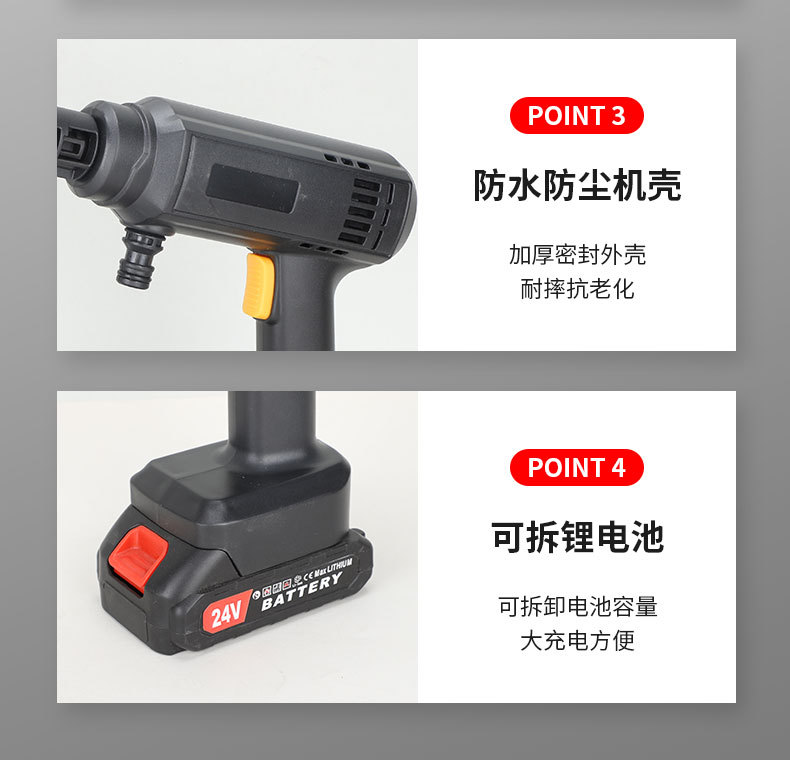 Lithium Battery Car Washing Machine High-Pressure Car Washing Water Gun Wireless Car Household Cleaning Machine High-Power Electric Car Brushing Artifact