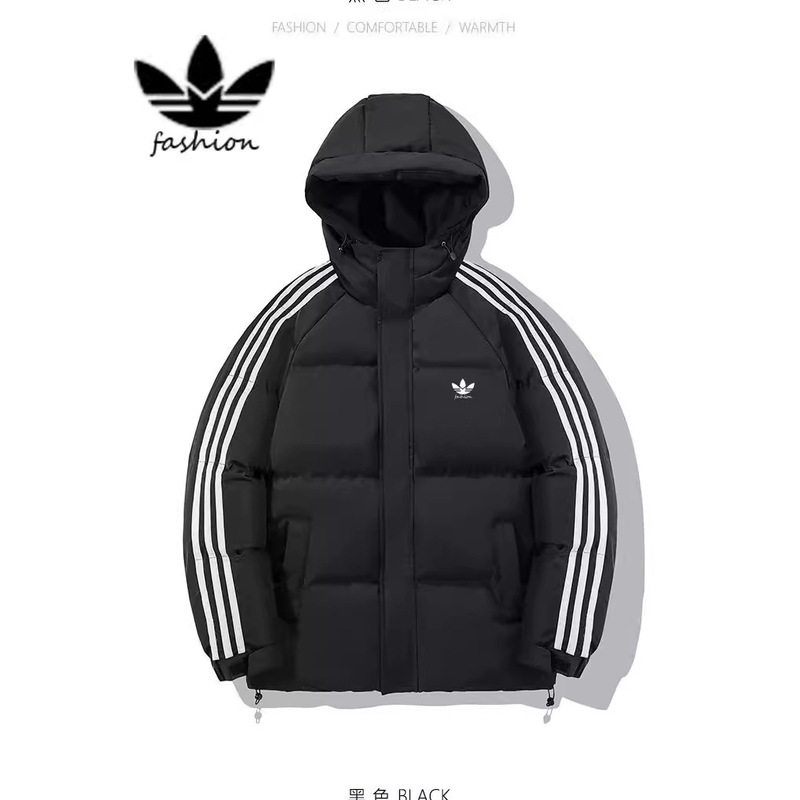 Cross-Border Men's Clothing 2025 Winter Classic Three-Stripe Cotton Jacket Men's Couple Sports Outdoor Padded Jacket Cotton Coat Women's