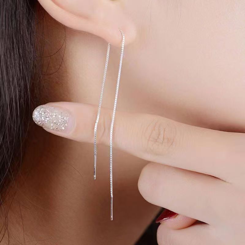 Procesamiento de precios de orejas para mujeres personalidad larga simple colgante de orejas japonesas temperamento coreano pendientes de orejas de borda image 3