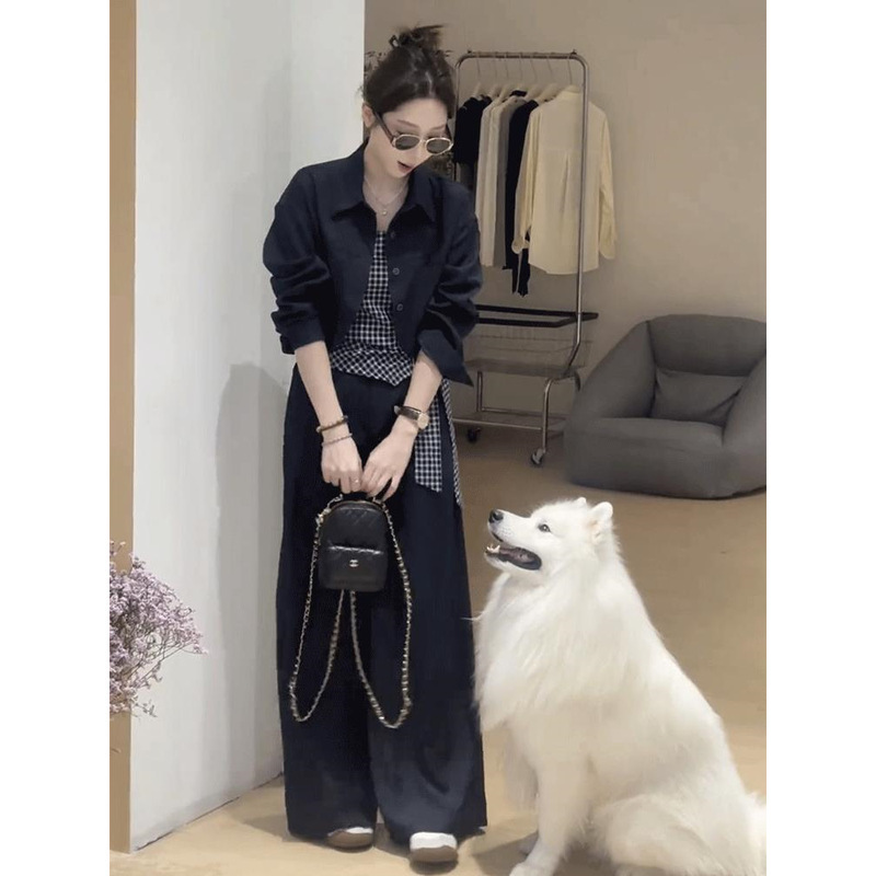 高级设计感显瘦三件套外套女2025秋季新款绑带吊带高腰显瘦长裤潮|undefined