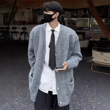 2024春季新款日系简约复古慵懒风针织衫男士轻奢高级感休闲开衫潮